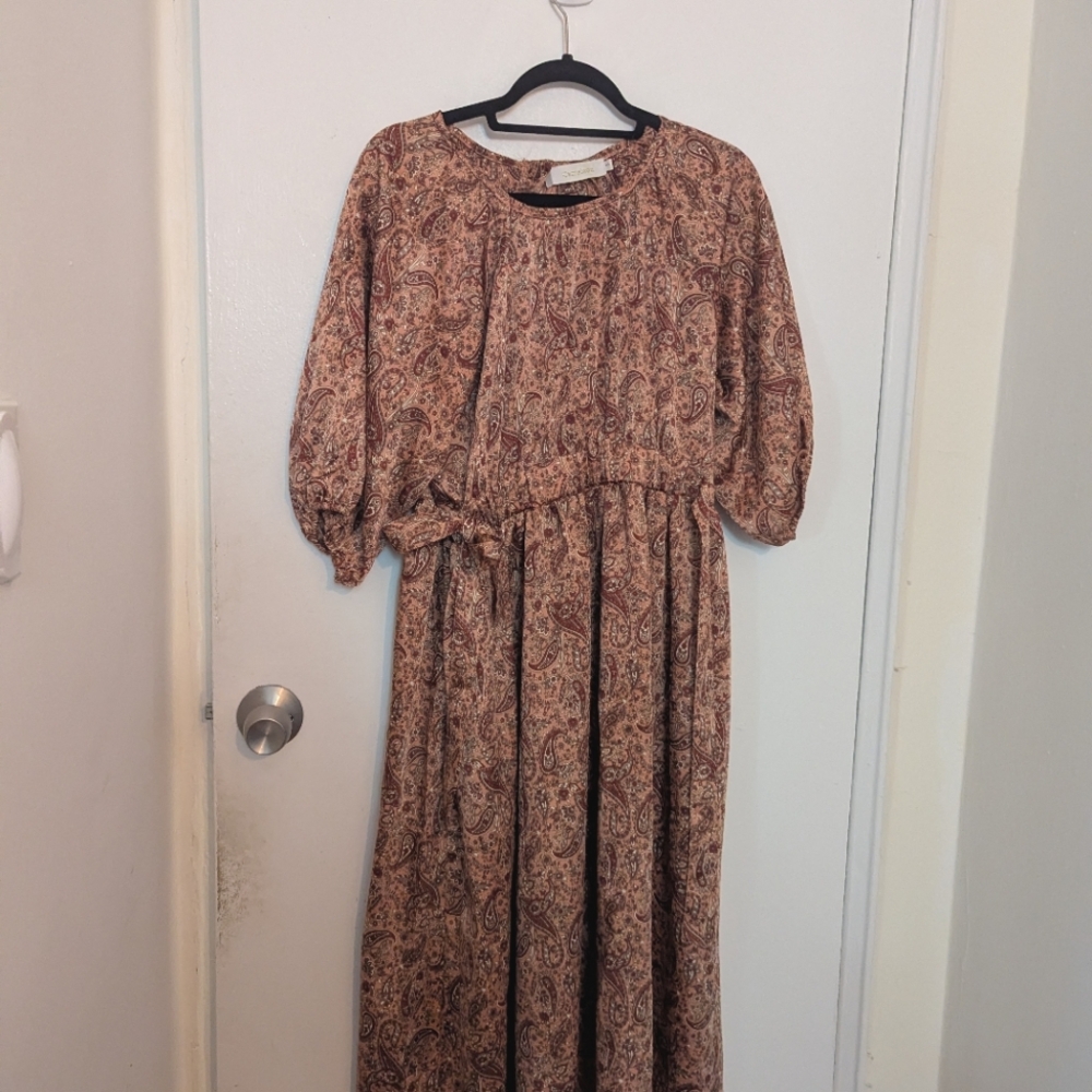 Flowy Red Paisley Dress Cottagecore Silky